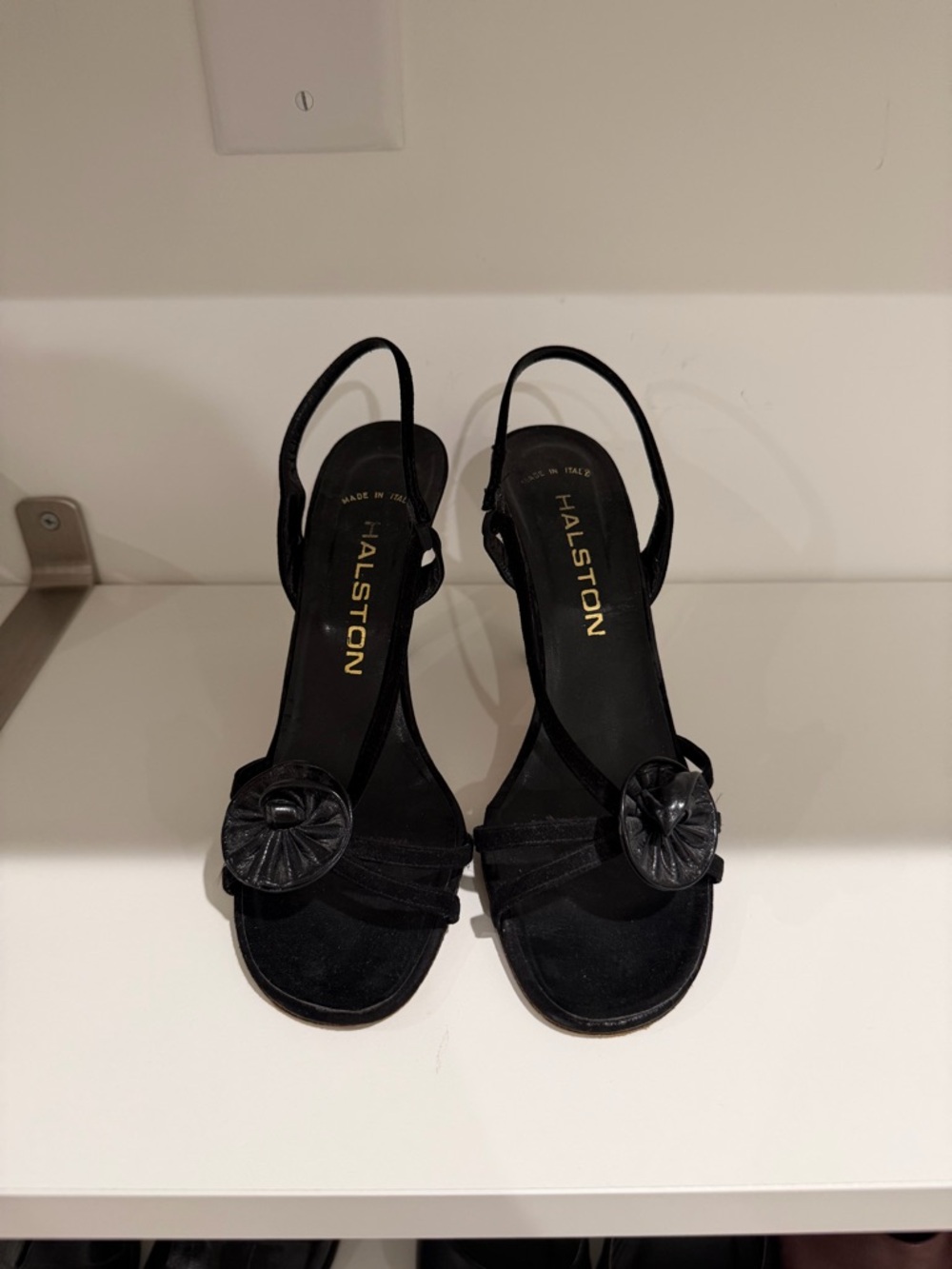 Halston black heeled sandals